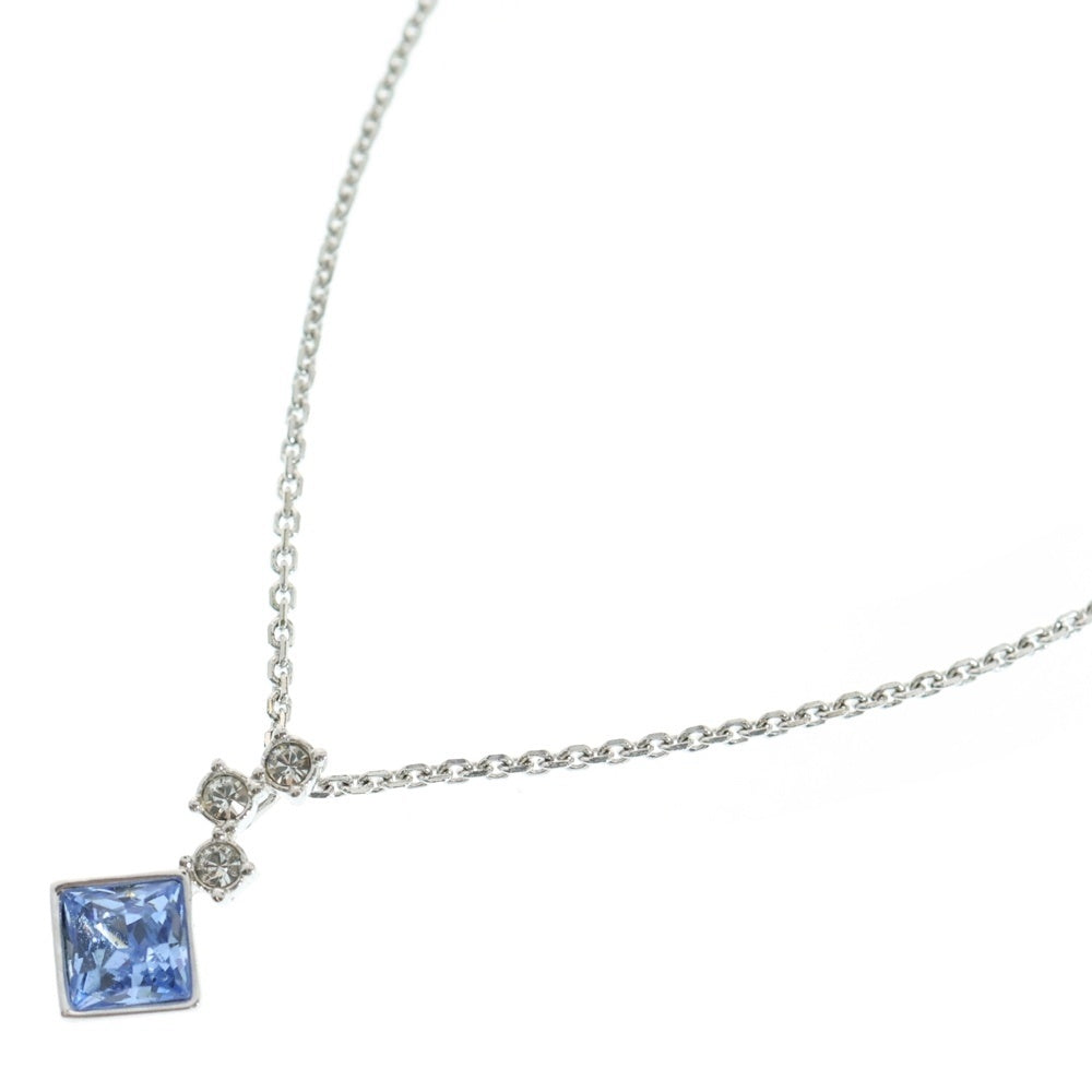 SWAROVSKI(スワロフスキー) ラインストーン スクエアクリスタル チェーン ネックレス シルバー/ブルー レディース