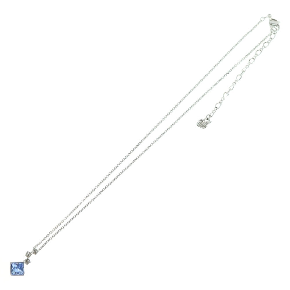 SWAROVSKI(スワロフスキー) ラインストーン スクエアクリスタル チェーン ネックレス シルバー/ブルー レディース