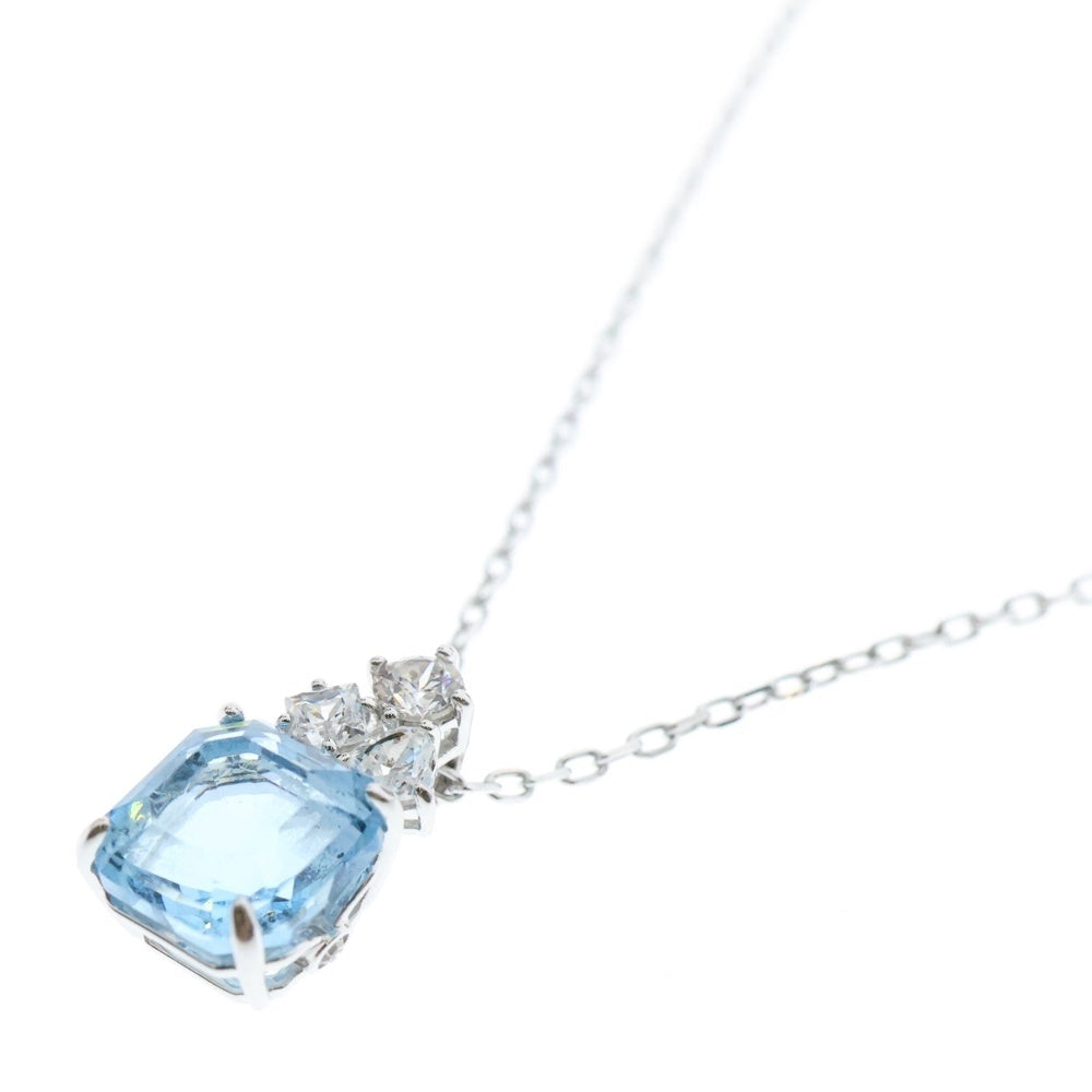 SWAROVSKI(スワロフスキー) スクエアクリスタル ラインストーン チェーン ネックレス シルバー/ライトブルー レディース