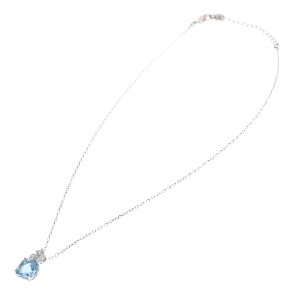 SWAROVSKI(スワロフスキー) スクエアクリスタル ラインストーン チェーン ネックレス シルバー/ライトブルー レディース