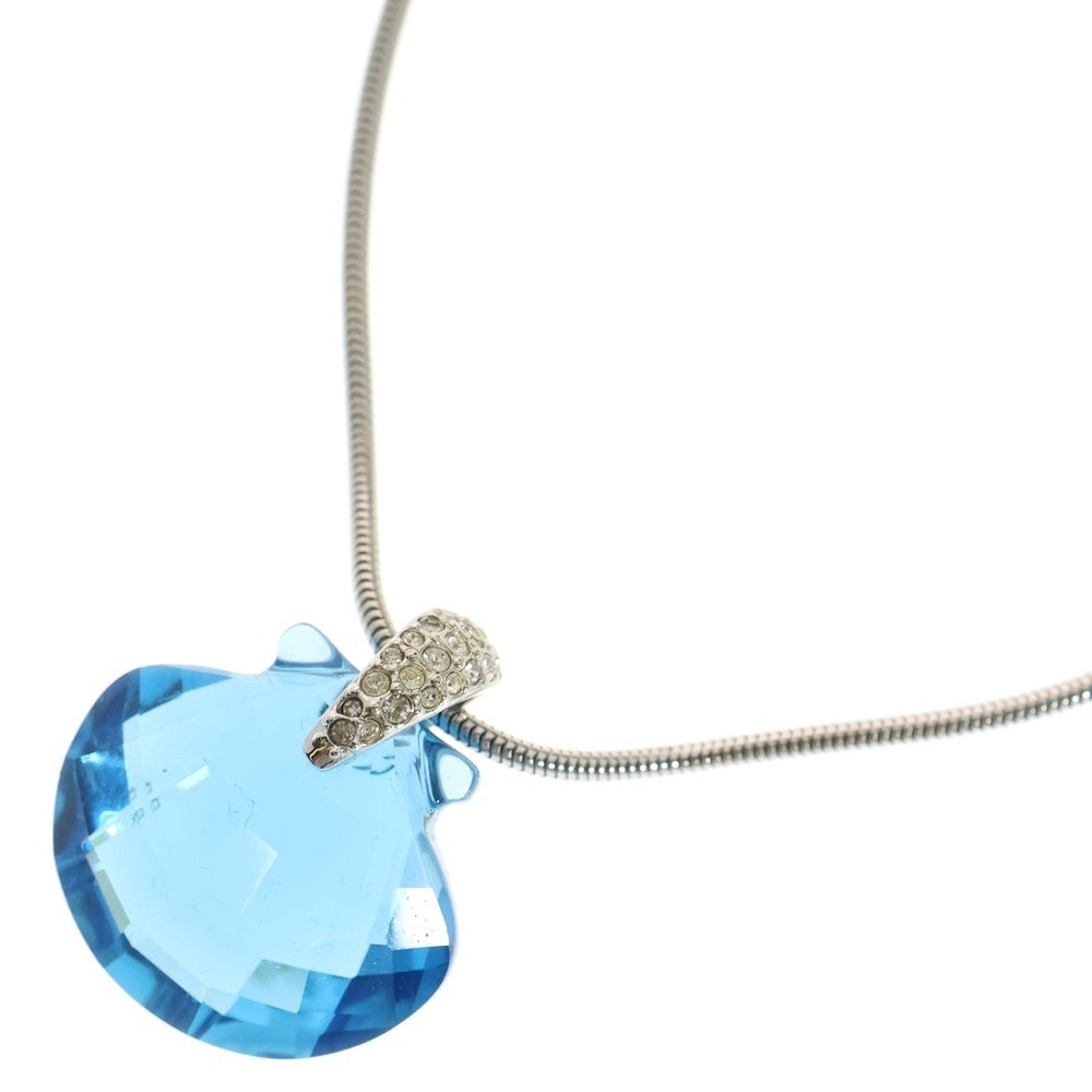 SWAROVSKI(スワロフスキー) シェルモチーフ クリスタル ラインストーン ペンダント チェーンネックレス シルバー/ブルー レディース