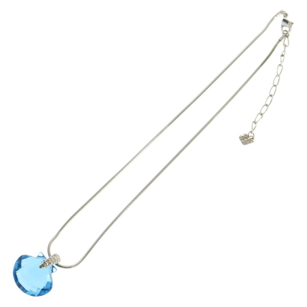 SWAROVSKI(スワロフスキー) シェルモチーフ クリスタル ラインストーン ペンダント チェーンネックレス シルバー/ブルー レディース