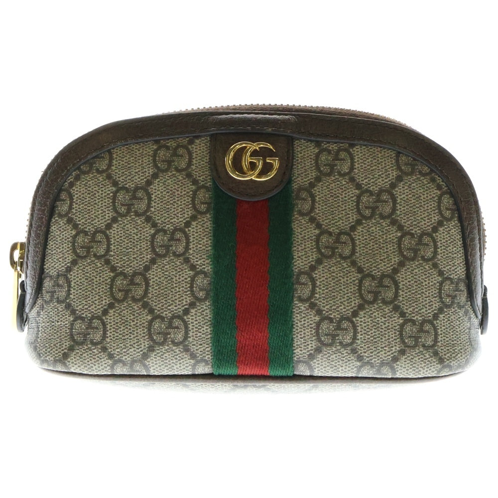 GUCCI(グッチ) GGスプリーム シェリーライン 化粧ポーチ ミニバッグ ベージュ PVCキャンバス 62550