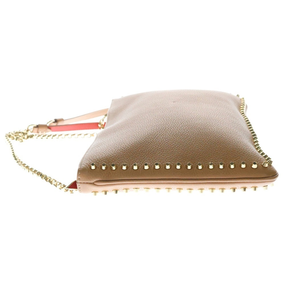 CHRISTIAN LOUBOUTIN(クリスチャンルブタン) スタッズ ショルダーポシェット ショルダーバッグ ピンクベージュ ゴールド金具 レザー