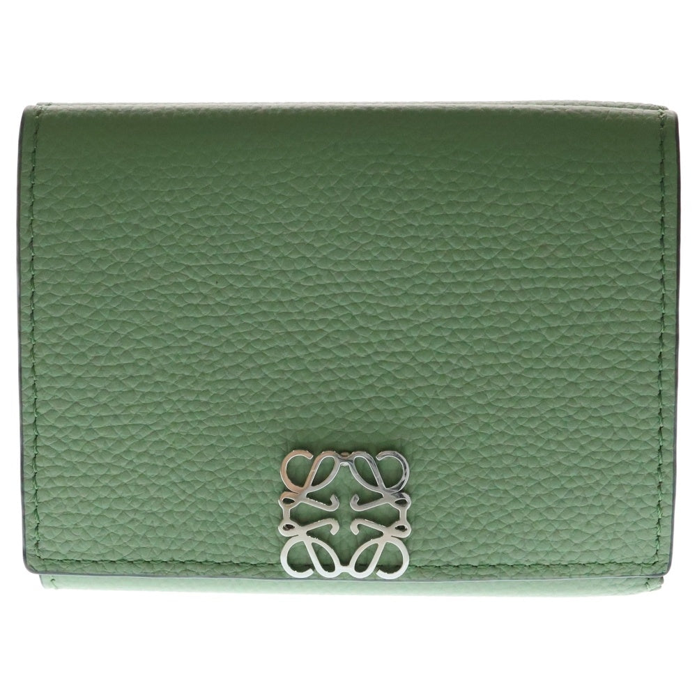 LOEWE(ロエベ) アナグラム トライフォールドウォレット グリーン レザー 三つ折り財布