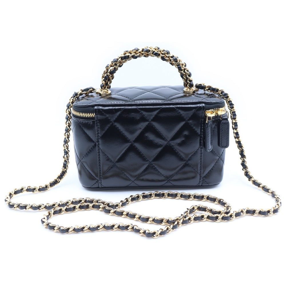 CHANEL(シャネル) マトラッセ チェーン バニティバッグ ハンドバッグ ショルダーバッグ ブラック ラムスキン ゴールド金具