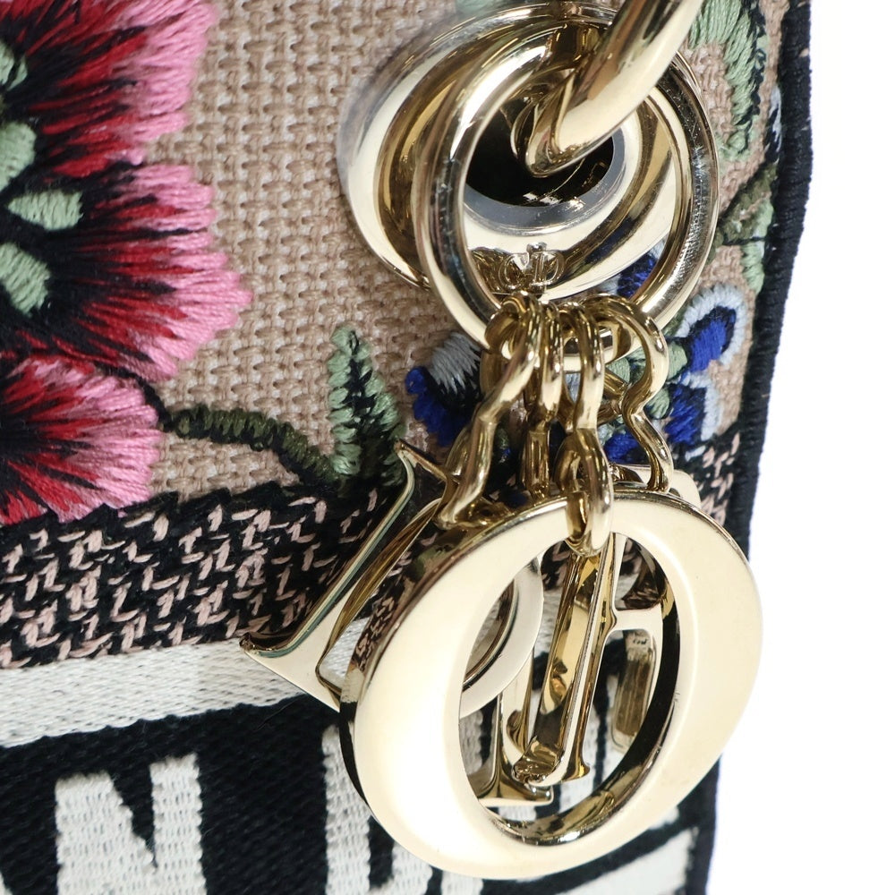 Christian Dior(クリスチャンディオール) レディディライト ミニ フラワー 2WAYバッグ ショルダーバッグ ハンドバッグ ピンクベージュ キャンバス ピンクゴールド金具