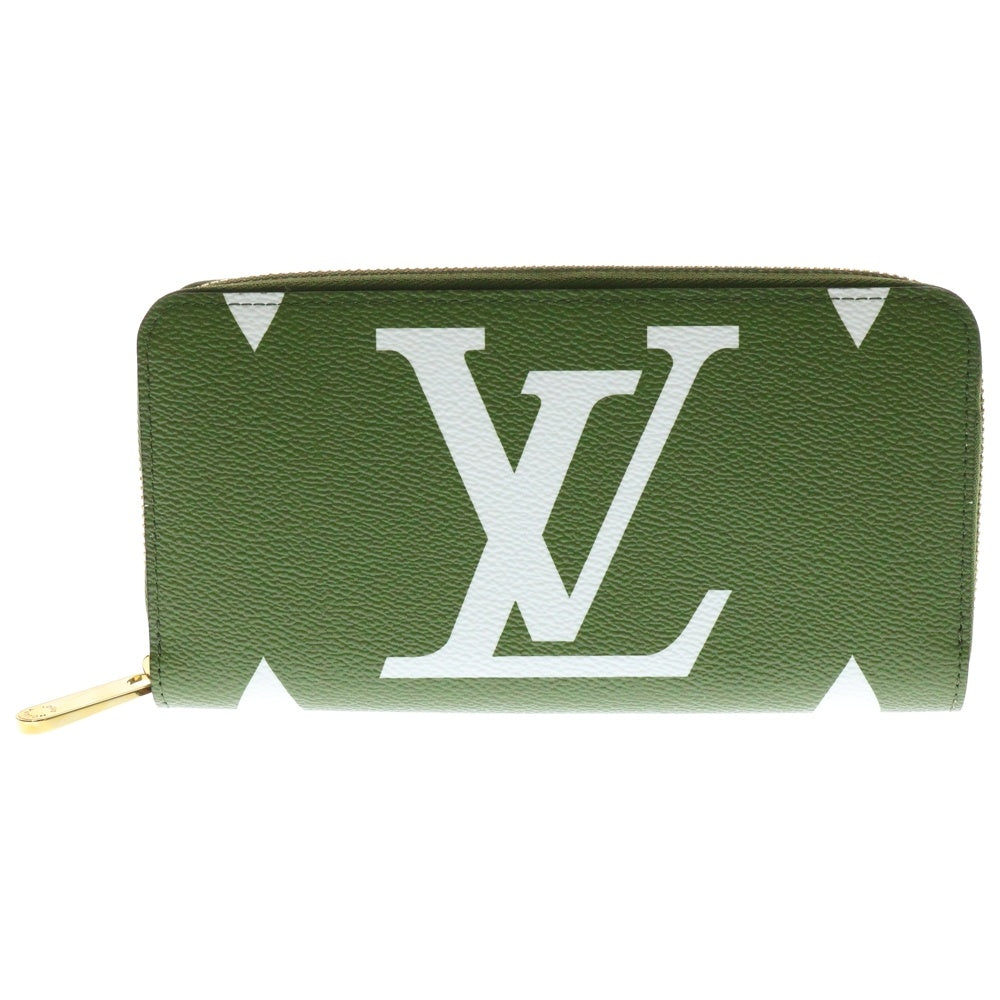 LOUIS VUITTON(ルイヴィトン) モノグラムジャイアント ジッピーウォレット バイカラー グリーン×ベージュ レザー 長財布 M67549