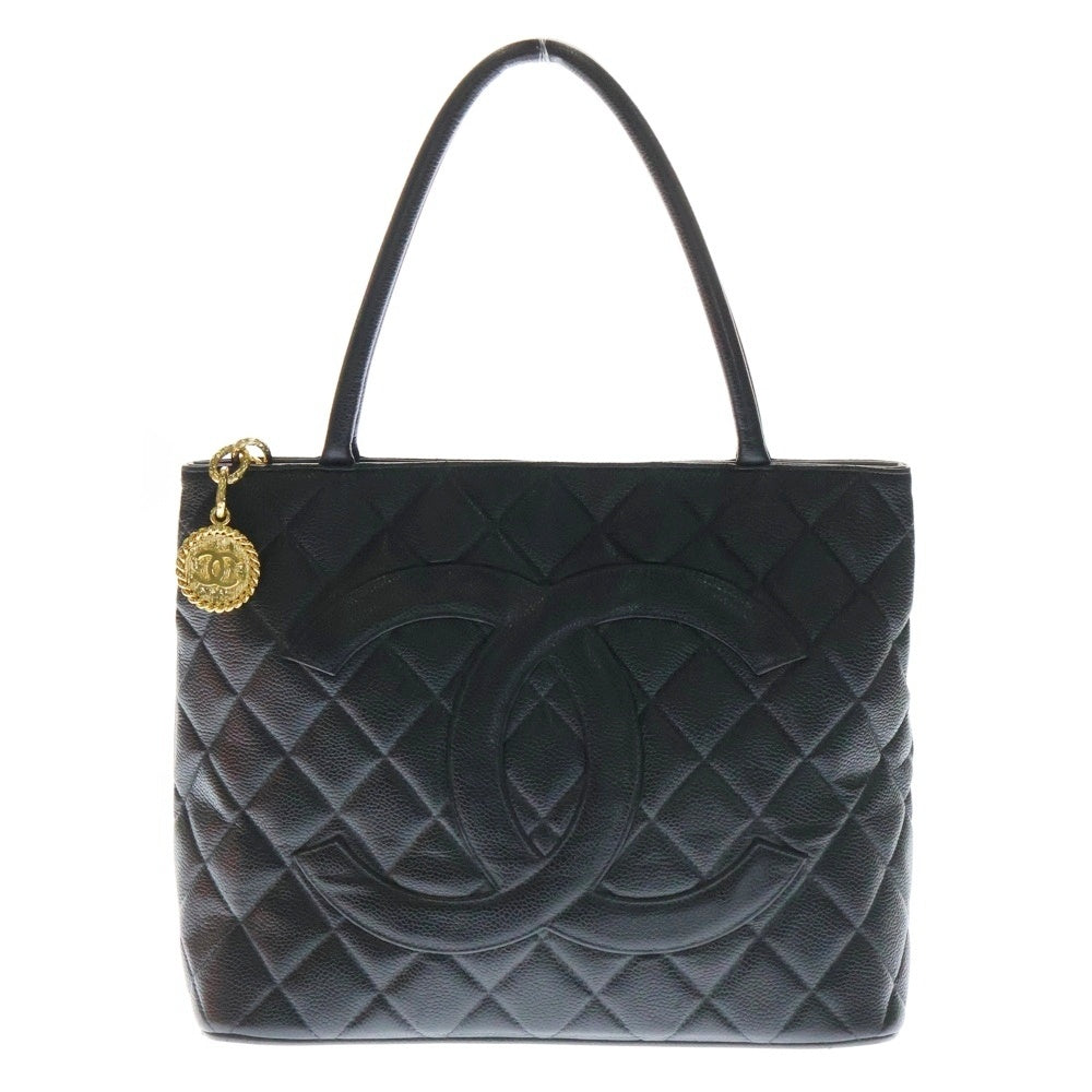 CHANEL(シャネル) 復刻トート ブラック キャビアスキン ゴールド金具 ハンドバッグ
