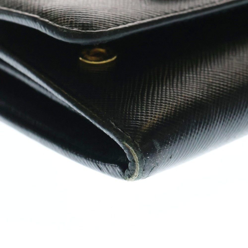 PRADA(プラダ) サフィアーノ 二つ折り長財布 ロングウォレット カードケース レザー ブラック ゴールド金具 1M1132