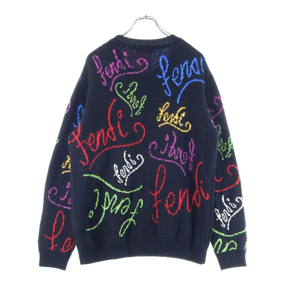 FENDI(フェンディ) ×Noel Fielding フェンディ×ノエル・フィールディング 21AW グラフィック総柄 プルオーバー ニットセーター FZY463AH3E ブラック