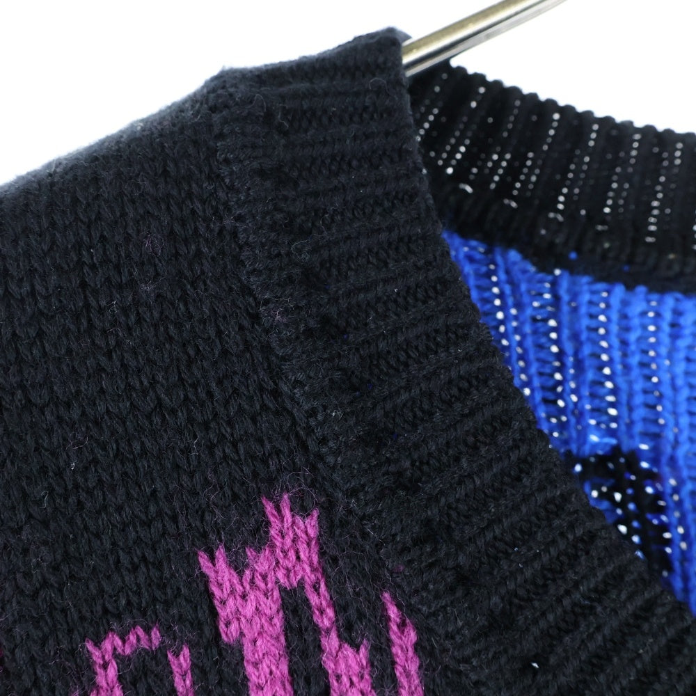 FENDI(フェンディ) ×Noel Fielding フェンディ×ノエル・フィールディング 21AW グラフィック総柄 プルオーバー ニットセーター FZY463AH3E ブラック