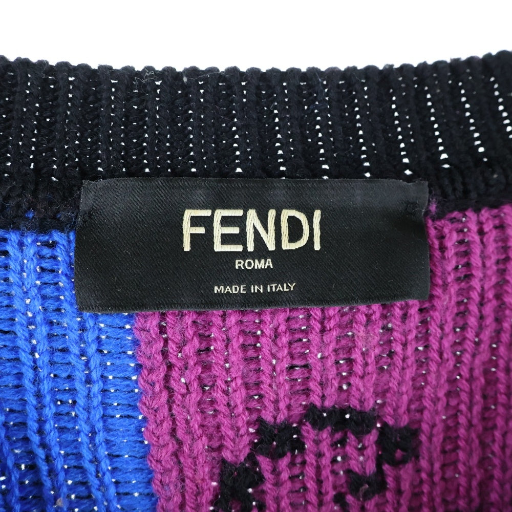 FENDI(フェンディ) ×Noel Fielding フェンディ×ノエル・フィールディング 21AW グラフィック総柄 プルオーバー ニットセーター FZY463AH3E ブラック