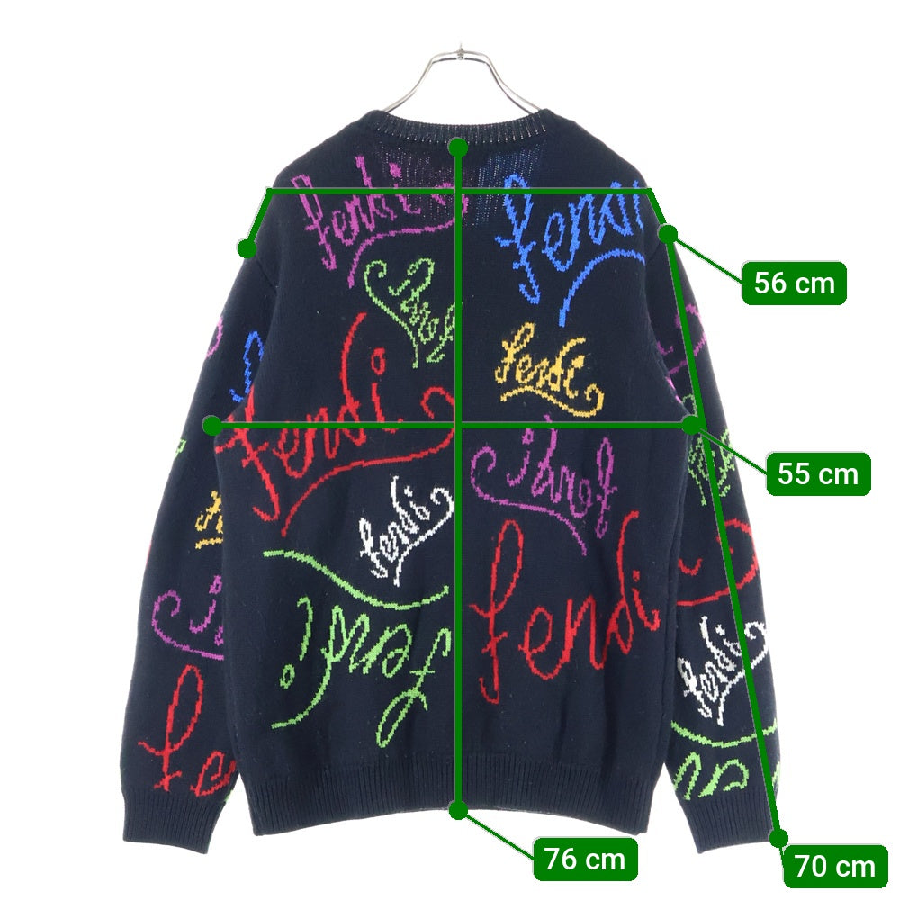FENDI(フェンディ) ×Noel Fielding フェンディ×ノエル・フィールディング 21AW グラフィック総柄 プルオーバー ニットセーター FZY463AH3E ブラック