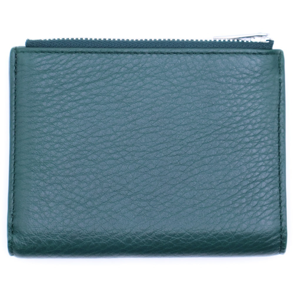 LOEWE(ロエベ) アナグラム スリム コンパクトウォレット コインケース 二つ折り財布 グリーン シルバー金具 レザー