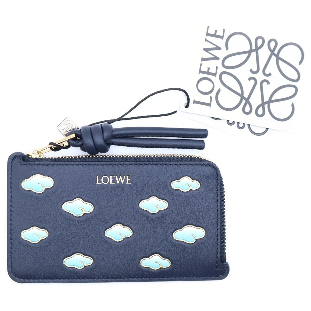 LOEWE(ロエベ) ×スナフジタ 雲 フラグメントケース コインケース カードケース ネイビー レザー シルバー金具