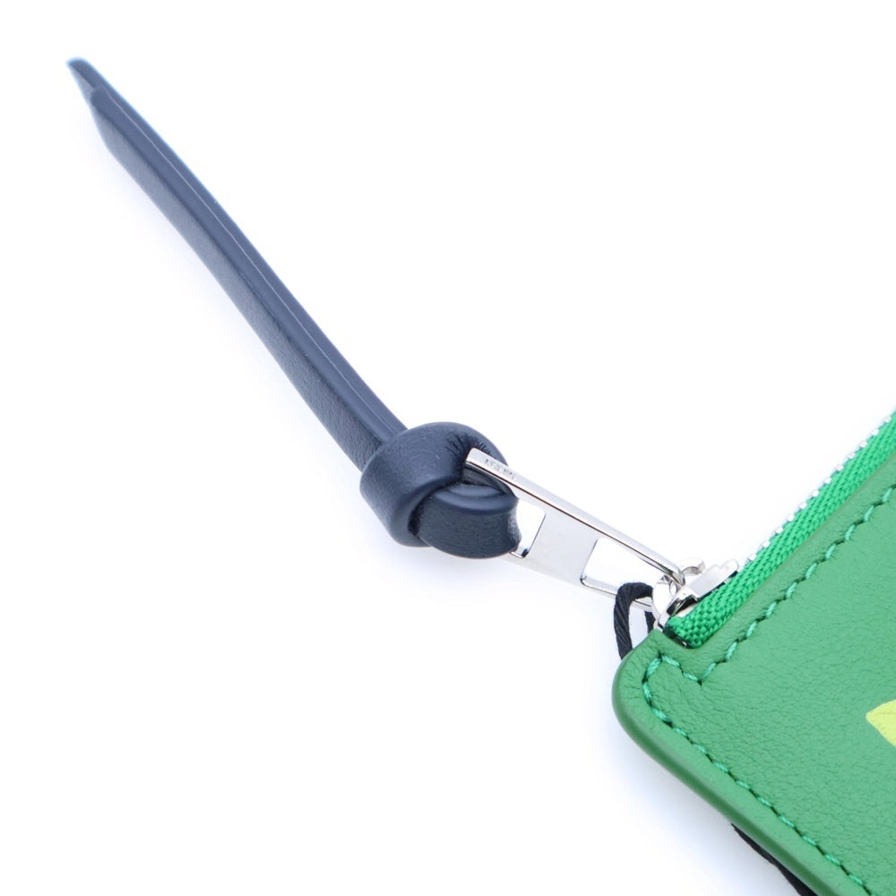LOEWE(ロエベ) ×スナフジタ ラビット フラグメントケース カードケース コインケース シルバー金具 グリーン レザー
