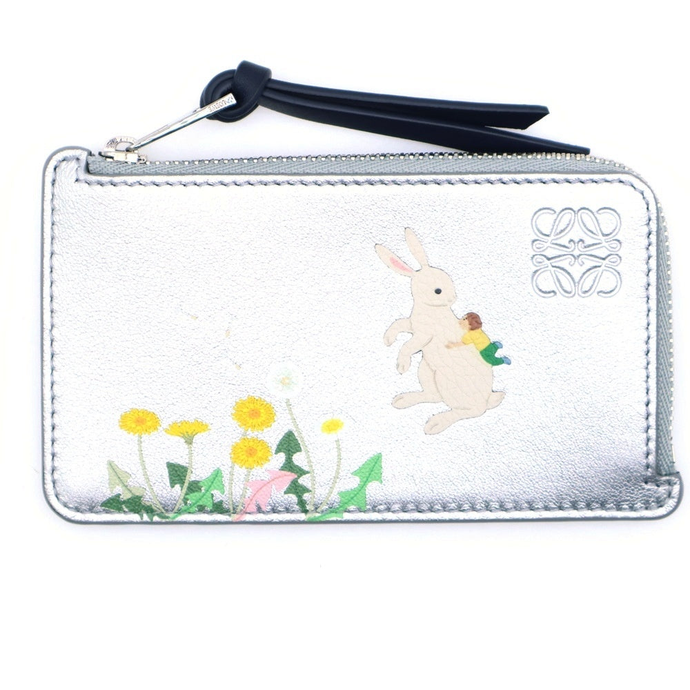 LOEWE(ロエベ) ×スナフジタ ラビット フラグメントケース コインケース カードケース 小物入れ シルバー レザー シルバー金具