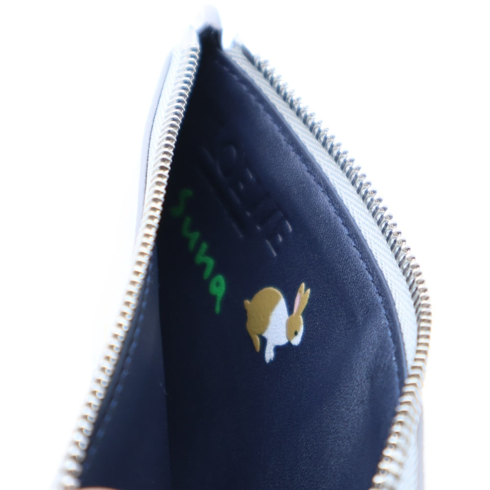 LOEWE(ロエベ) ×スナフジタ ラビット フラグメントケース コインケース カードケース 小物入れ シルバー レザー シルバー金具