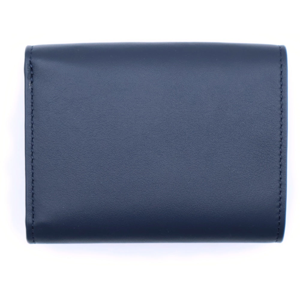 LOEWE(ロエベ) ×スナフジタ ラビット 三つ折り財布 コンパクトウォレット コインケース ネイビー レザー シルバー金具