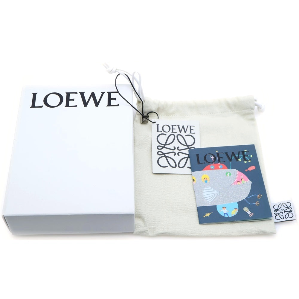 LOEWE(ロエベ) ×スナフジタ ラビット 三つ折り財布 コンパクトウォレット コインケース ネイビー レザー シルバー金具