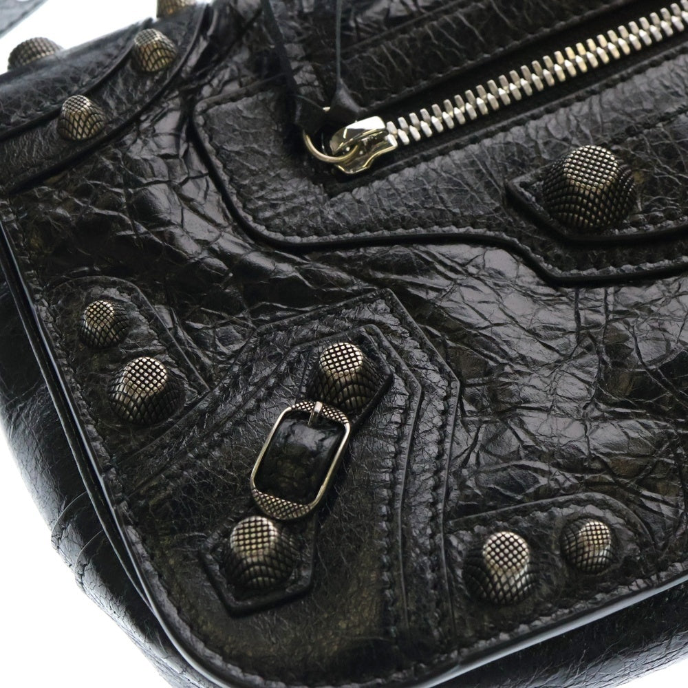 BALENCIAGA(バレンシアガ) LE CAGOLE XS ルカゴール スタッズ レザー ショルダーバッグ ブラック 719082