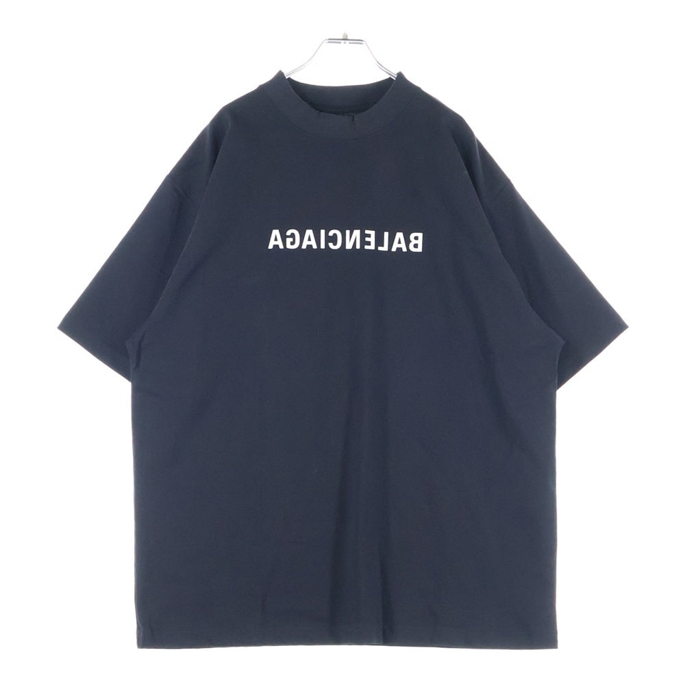 BALENCIAGA(バレンシアガ) 反転ミラーロゴプリント クルーネック 半袖Tシャツ カットソー ブラック 764235