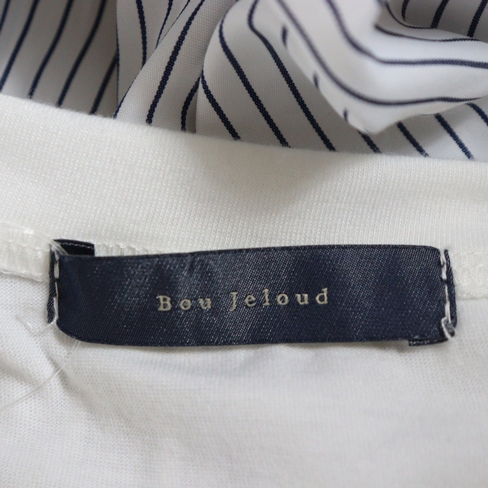 NO BRAND(ノーブランド) Bou jeloud 切替 半袖Tシャツ ホワイト レディース 〇