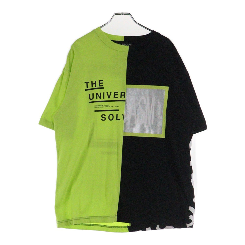 NO BRAND(ノーブランド) PLACE PLAN プレイスプラン バイカラー 半袖Tシャツ イエロー×ブラック
