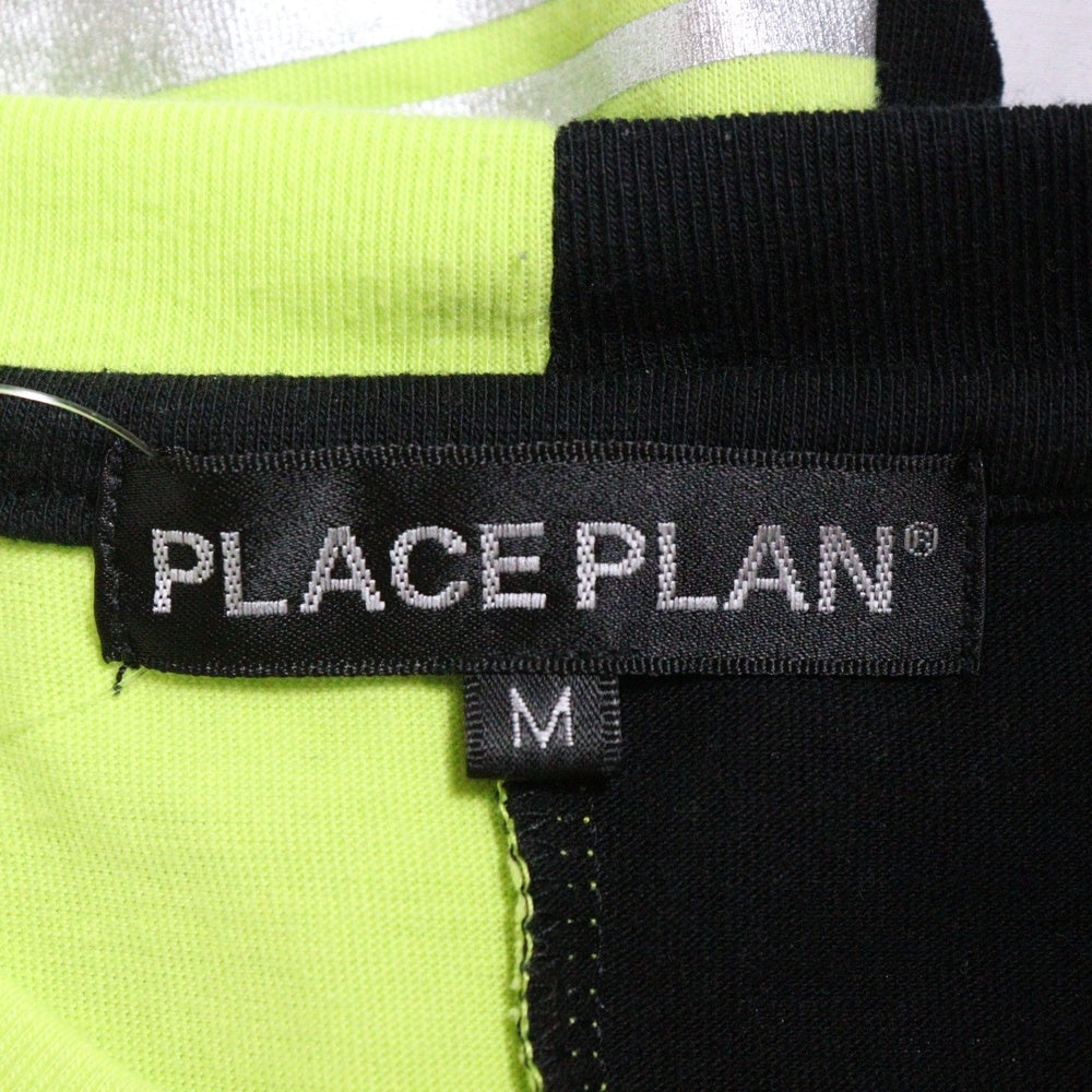 NO BRAND(ノーブランド) PLACE PLAN プレイスプラン バイカラー 半袖Tシャツ イエロー×ブラック