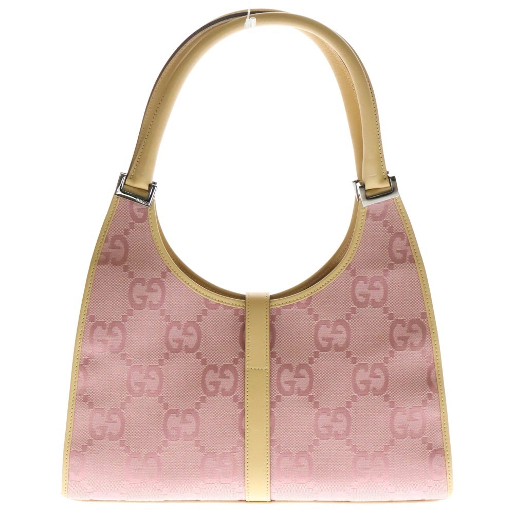 GUCCI(グッチ) ジャッキー GGキャンバス ハンドバッグ ワンショルダーバッグ ベージュ×ピンク ガンメタ金具 キャンバス×レザー 002-1067