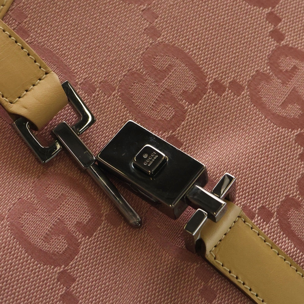 GUCCI(グッチ) ジャッキー GGキャンバス ハンドバッグ ワンショルダーバッグ ベージュ×ピンク ガンメタ金具 キャンバス×レザー 002-1067