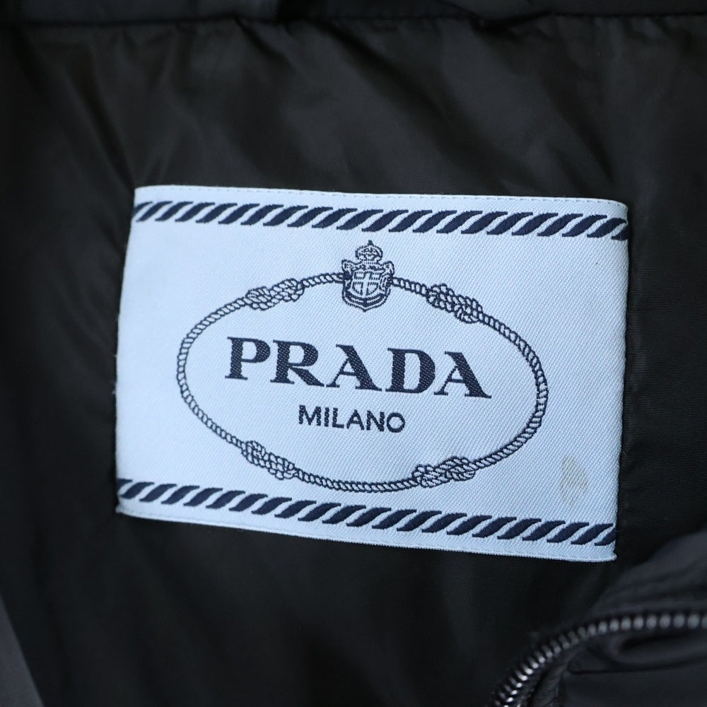 PRADA(プラダ) 22AW トライアングルロゴプレート フーデッド ジップアップ ダウン ロング ジャケット コート ブラック レディース 29F430