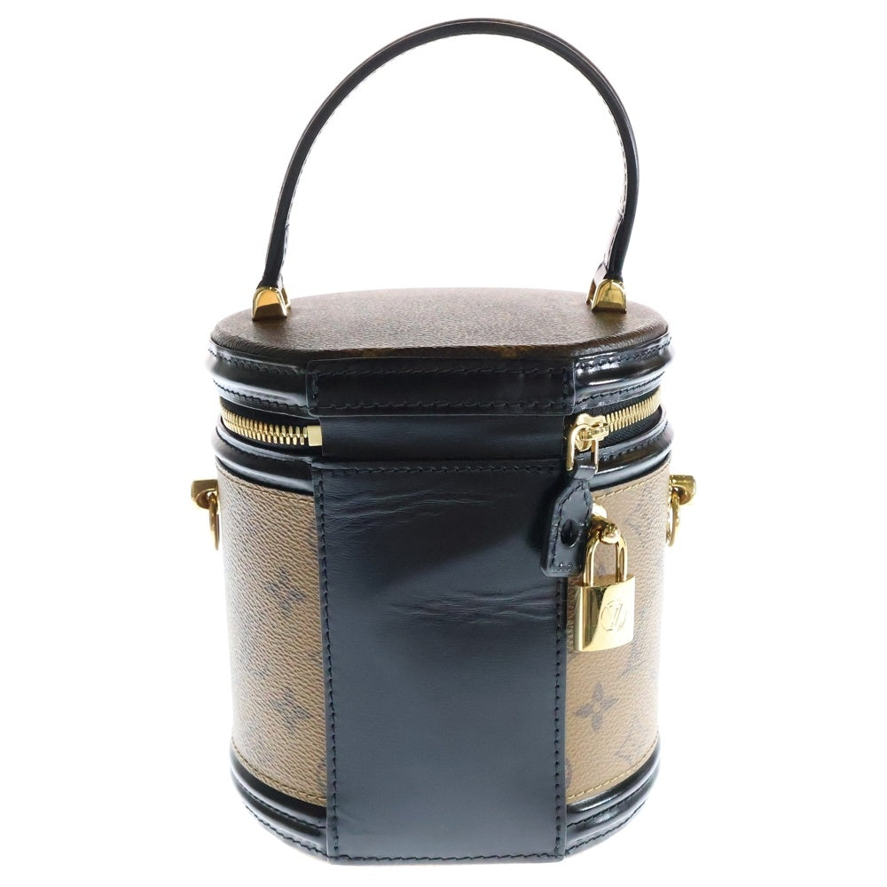LOUIS VUITTON(ルイヴィトン) カンヌ モノグラムリバース PVC レザー 2WAY ハンド ショルダー バニティバッグ ゴールド金具 ブラウン/ブラック M43986