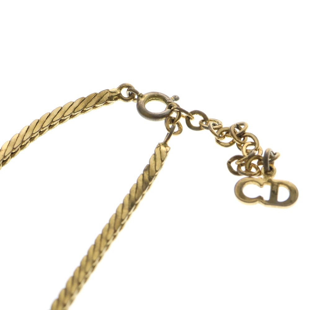 Christian Dior(クリスチャンディオール) ラインストーン ネックレス ペンダント ゴールド チェーン GP