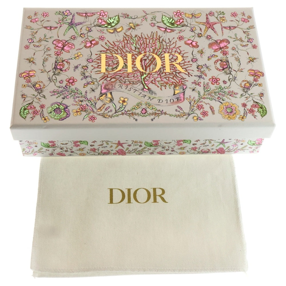 Christian Dior(クリスチャンディオール) カナージュ 二つ折り財布 コンパクトウォレット ゴールド金具 ベージュ レザー