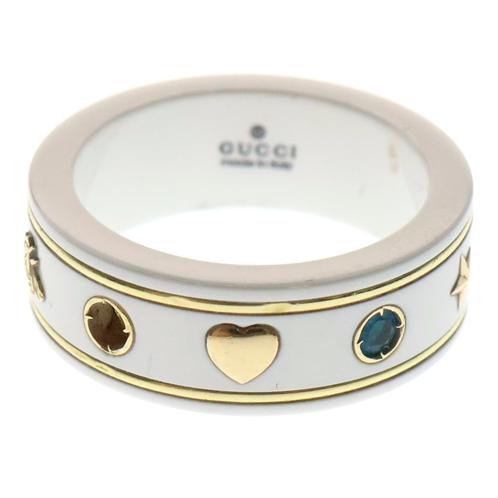 GUCCI(グッチ) アイコン ジェムストーンリング 指輪 ホワイト 750YG×セラミック 5g