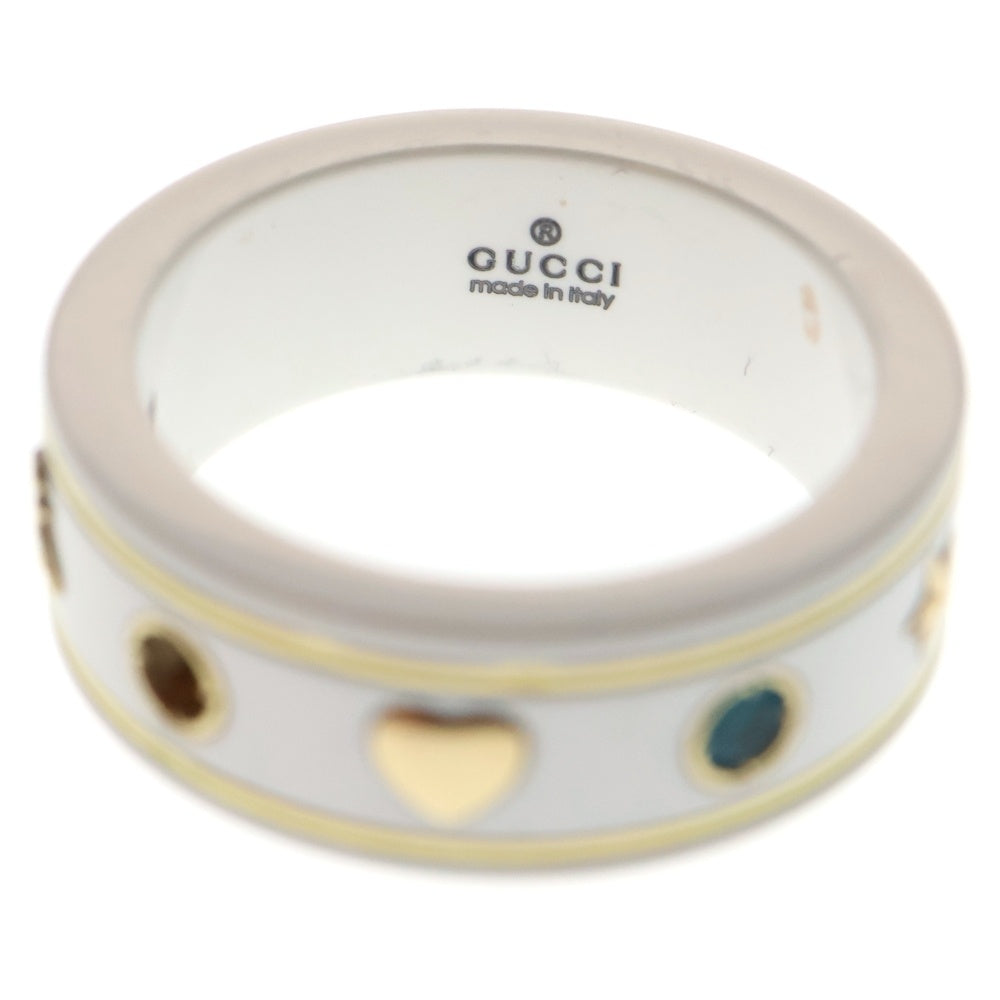 GUCCI(グッチ) アイコン ジェムストーンリング 指輪 ホワイト 750YG×セラミック 5g