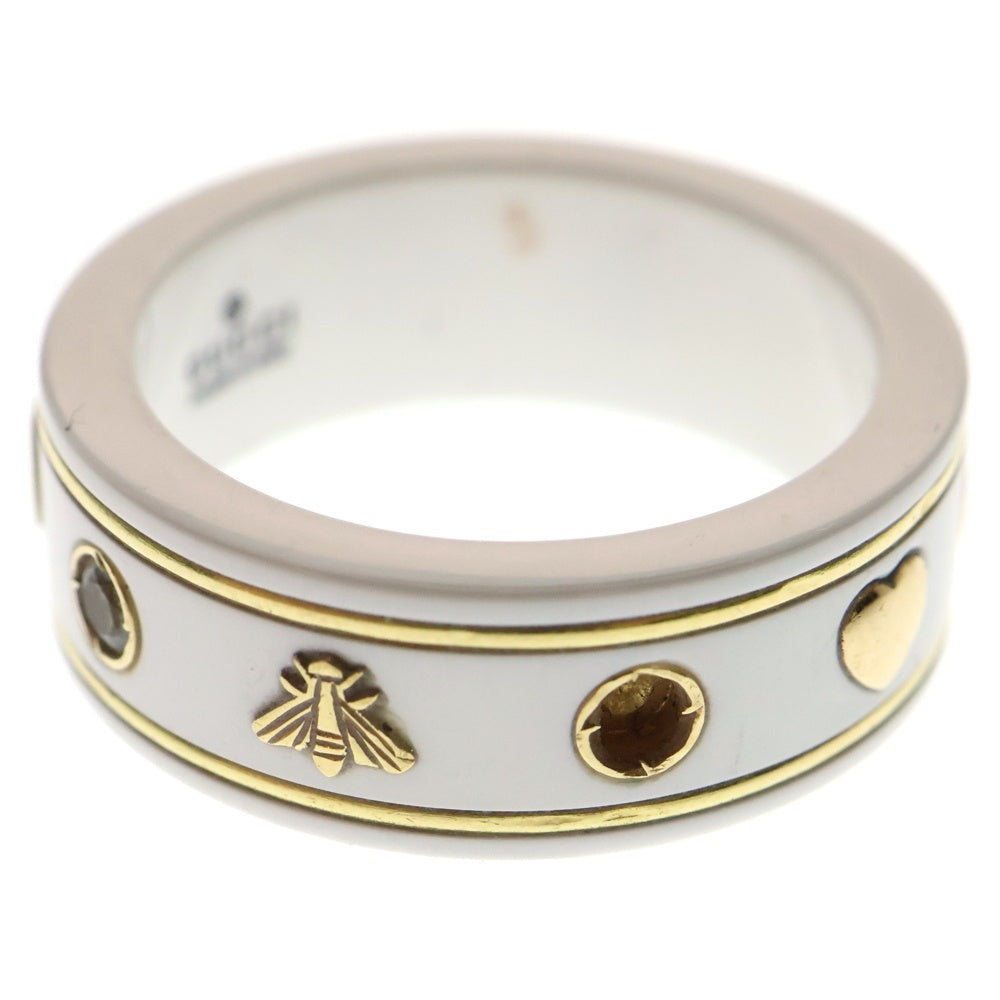GUCCI(グッチ) アイコン ジェムストーンリング 指輪 ホワイト 750YG×セラミック 5g
