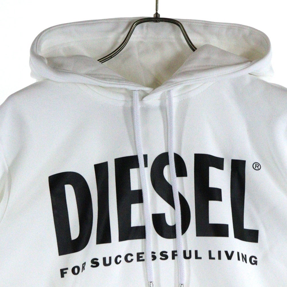 DIESEL(ディーゼル) ロゴ 長袖 プルオーバーパーカー フーディー ホワイト A02813