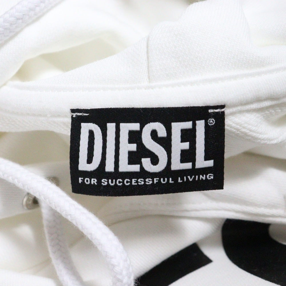 DIESEL(ディーゼル) ロゴ 長袖 プルオーバーパーカー フーディー ホワイト A02813