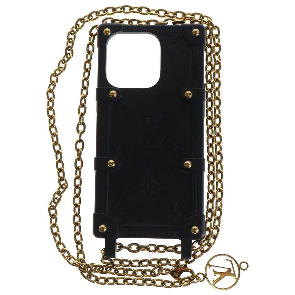 LOUIS VUITTON(ルイヴィトン) リ・トランク モノグラム iPhone14Pro スマートフォンケース チェーン ショルダー ゴールド金具 ブラック M81997