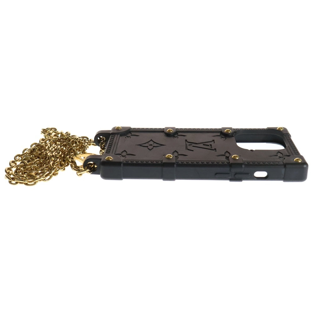 LOUIS VUITTON(ルイヴィトン) リ・トランク モノグラム iPhone14Pro スマートフォンケース チェーン ショルダー ゴールド金具 ブラック M81997