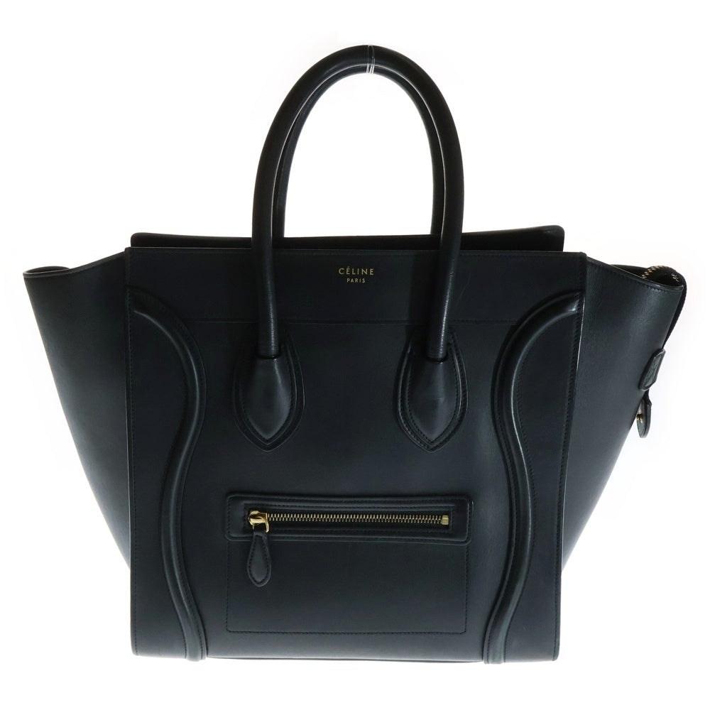 CELINE(セリーヌ) ラゲージ ミニショッパー レザー ハンド トートバッグ ゴールド金具 ブラック 165213
