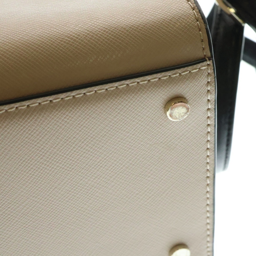 Kate Spade(ケイトスペード) ロゴプレート PVC 2WAY ハンド ショルダーバッグ ゴールド金具 ピンク/ホワイト レディース 〇