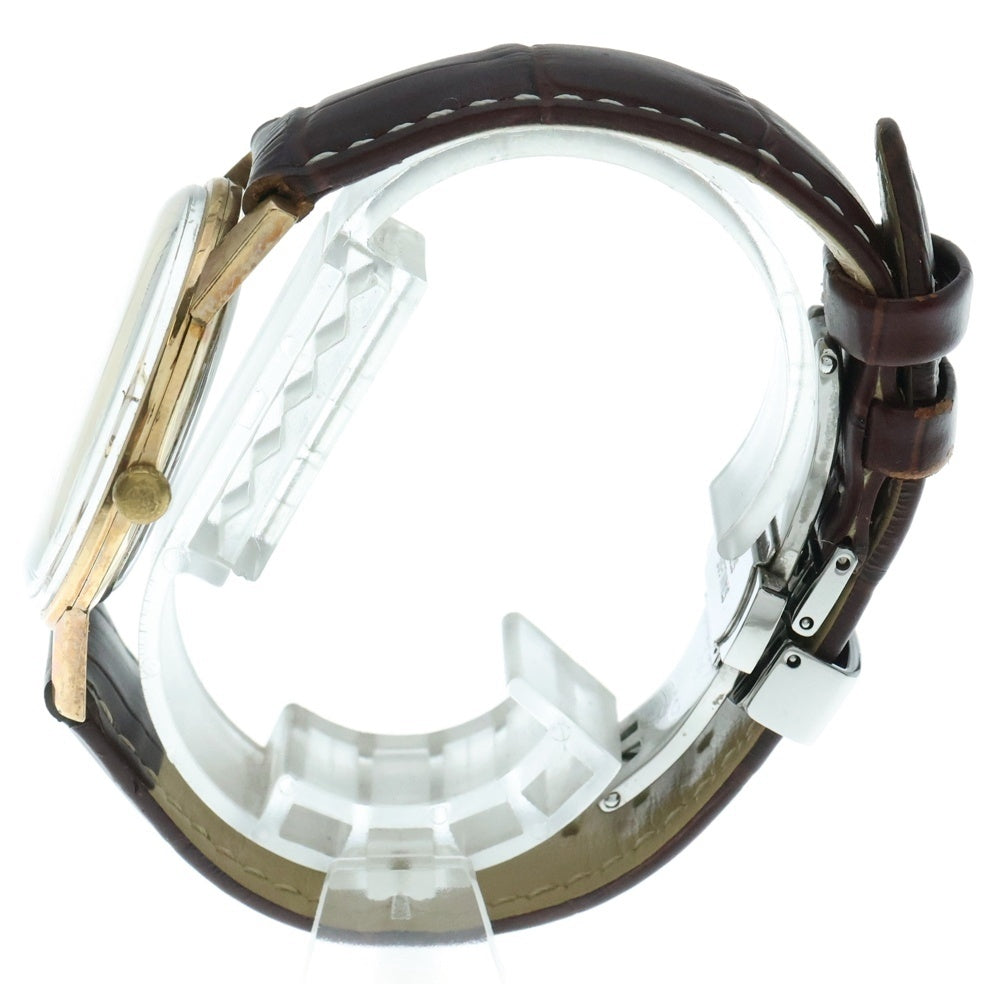 SEIKO(セイコー) ライナー シルバー文字盤 手巻き レザーベルト ウォッチ 腕時計 ゴールド ブラウン J15007E