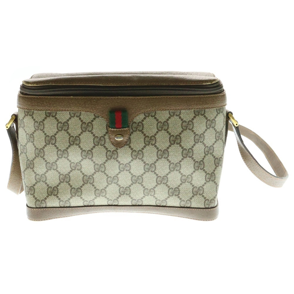 GUCCI(グッチ) オールドグッチ ショルダーバッグ カメラバッグ ブラウン×ベージュ ゴールド金具 PVC×レザー