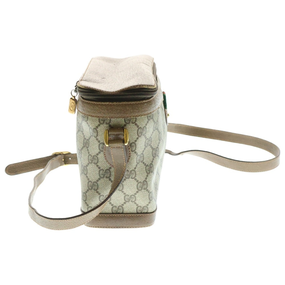 GUCCI(グッチ) オールドグッチ ショルダーバッグ カメラバッグ ブラウン×ベージュ ゴールド金具 PVC×レザー