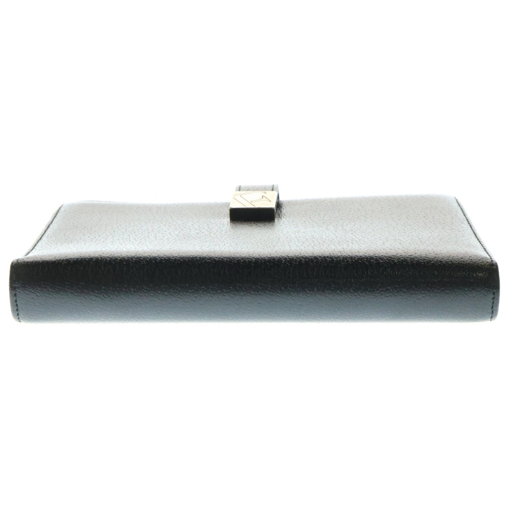 FURLA(フルラ) レザー システム手帳カバー バイブルサイズ 6穴 シルバー金具 ブラック