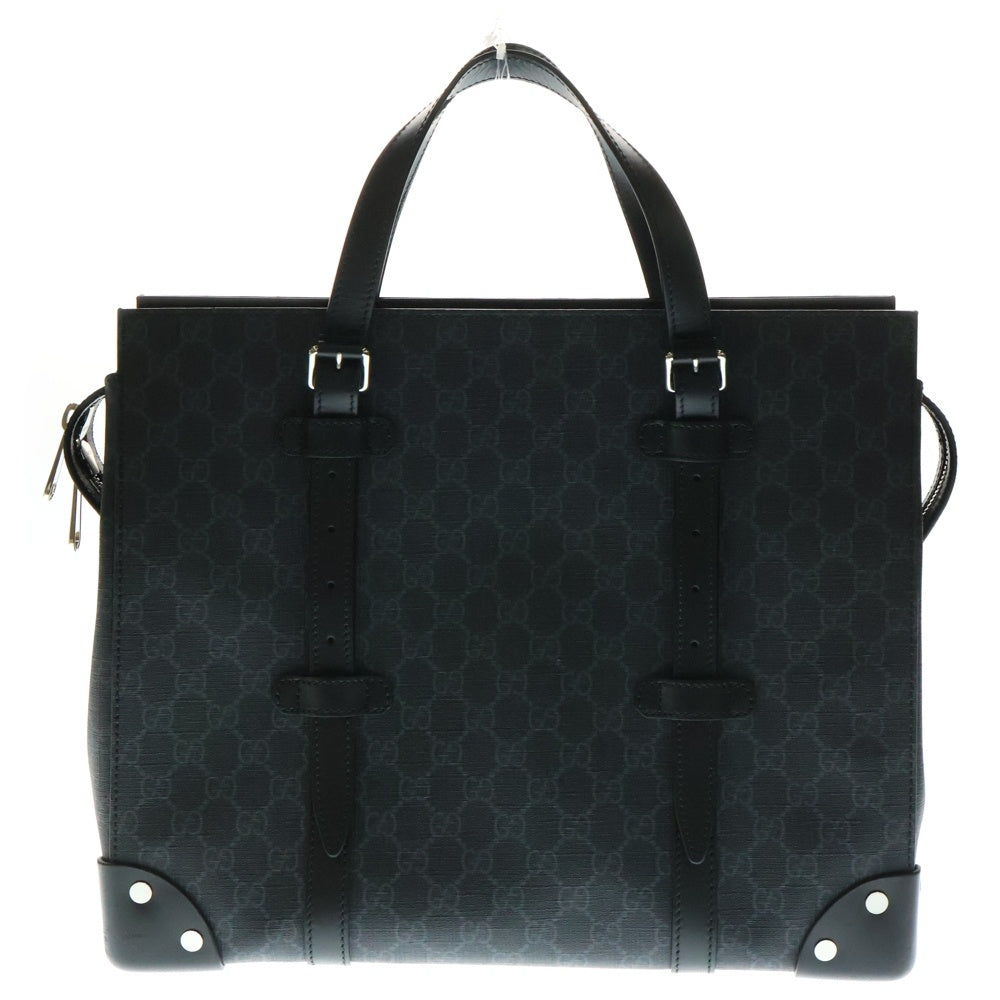 GUCCI(グッチ) GGスプリーム レザーハンドバッグ ブラック 626356